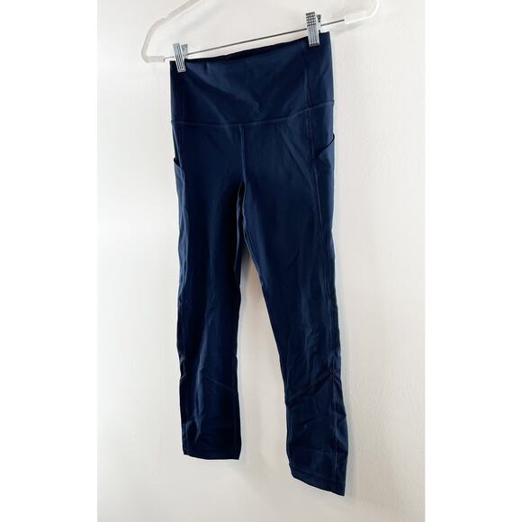Lululemon Pace Rival High-Rise Crop Leggings 22" No Zip True Navy Blue 4 - Picture 7 of 11